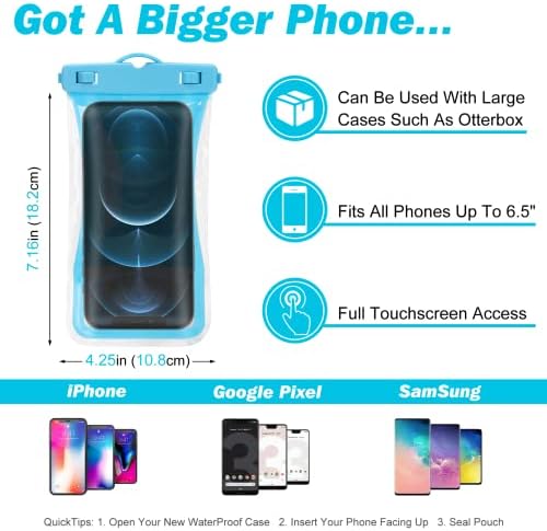 Urbanx Универсален Водоустойчив Калъф за телефон, Предназначен за BLU C5 Max, за всички Други смартфони до 7 см - Син