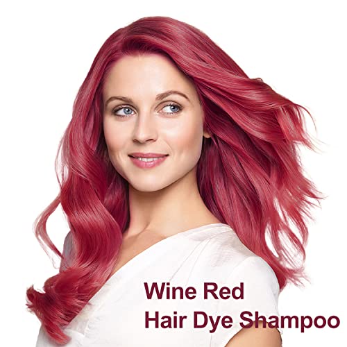 Вино-Червена Боя за коса Yocisku, Шампоан за Боядисване на коса, Шампоан за миг боядисване на коса за мъже и Жени,