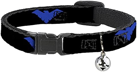Котешки Нашийник с логото на Breakaway Nightwing Черен Син от 8 до 12 инча Ширина 0,5 инча