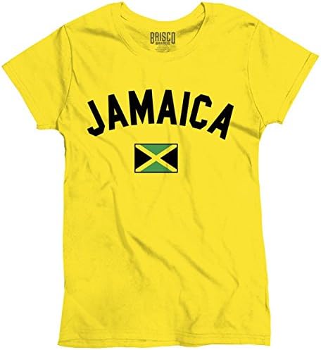 Марки Brisco Флаг Ямайски Флаг На Страната Футболен Фен Гордост Женска Тениска Дамска Тениска