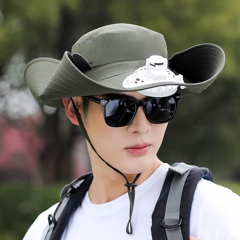 MZDM Мъжки Солнцезащитная шапка за Риболов, солнцезащитная шапка с вентилатор, зареждане чрез USB, Защита на джантата,