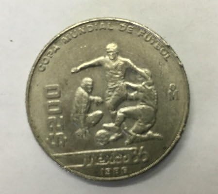 Възпоменателна монета на световното Първенство по футбол през 1986 г. в Мексико на стойност 200 песо за долар