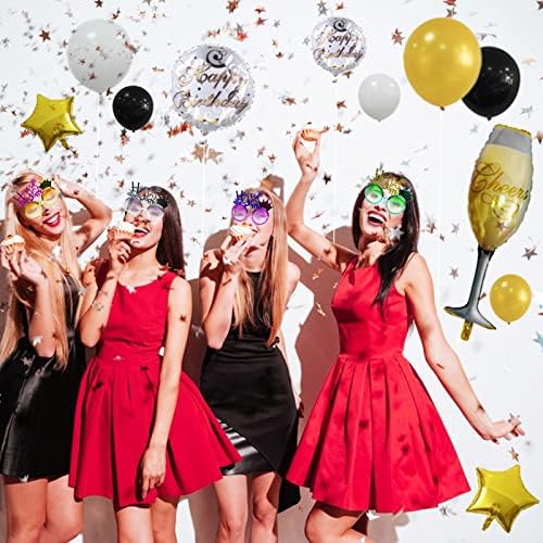Svzcx 4шт Очила честита Нова Година 2023 Блестящи Вечерни Аксесоари Необичайни Празнични Украси Новост уиски balloon15шт