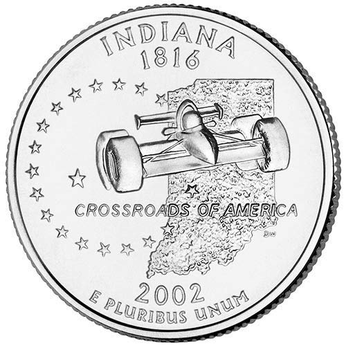 2002, P & D BU Избор тримесечие на щата Индиана, Необращенный Монетен двор на САЩ, Комплект от 2 монети