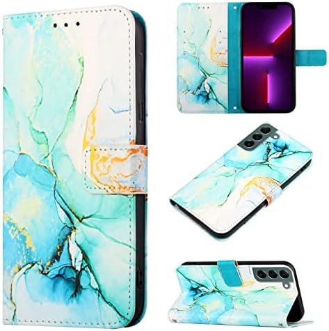Чанта-портфейл OOPKINS за Samsung Galaxy S22, Мрамор Дизайн, Флип калъф от Изкуствена Кожа с 3 Слота за карти, Поставка
