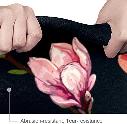 Дебела подложка за йога Siebzeh с флорални черен модел от Премиум-клас, в екологично Чист Гумена подложка за здраве